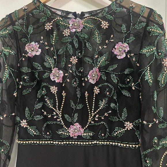 Mac Duggal Black Multi Beaded Illusion High Neck Trumpet Gown 67870 Size 4 NEW - Picture 2 of 12